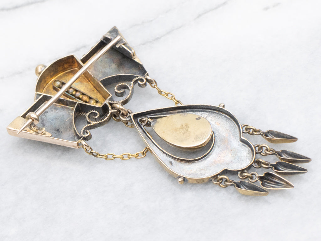 Antique Victorian Era Gothic Gold Brooch