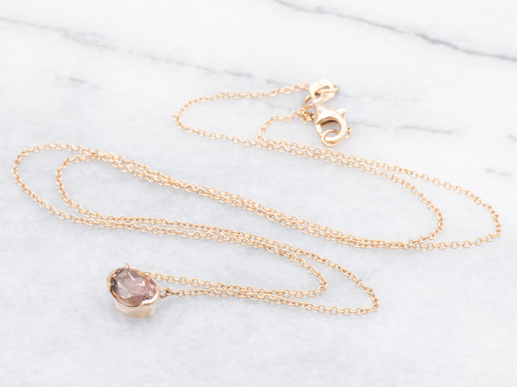 Rosey Tourmaline Rose Gold Pendant Necklace