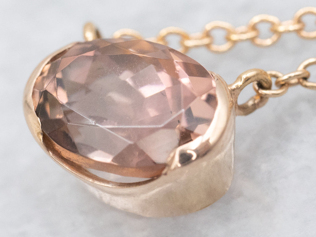 Rosey Tourmaline Rose Gold Pendant Necklace