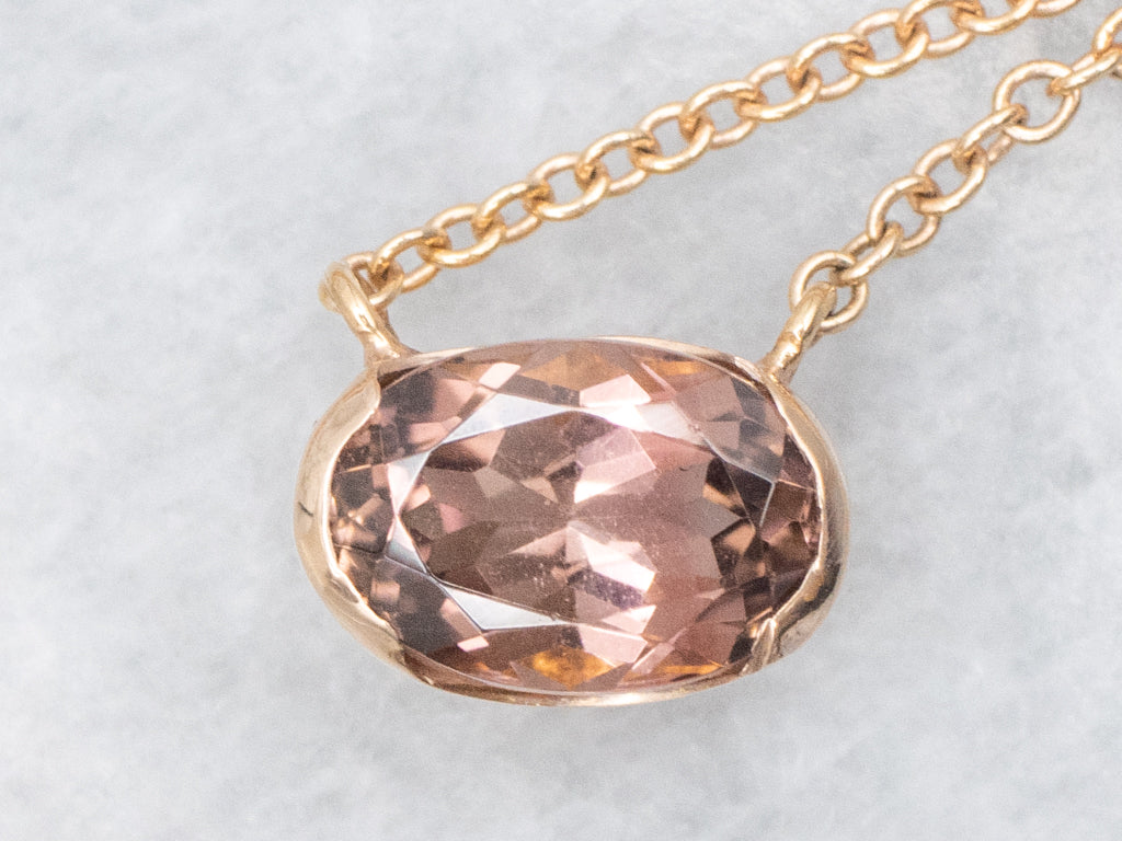 Rosey Tourmaline Rose Gold Pendant Necklace