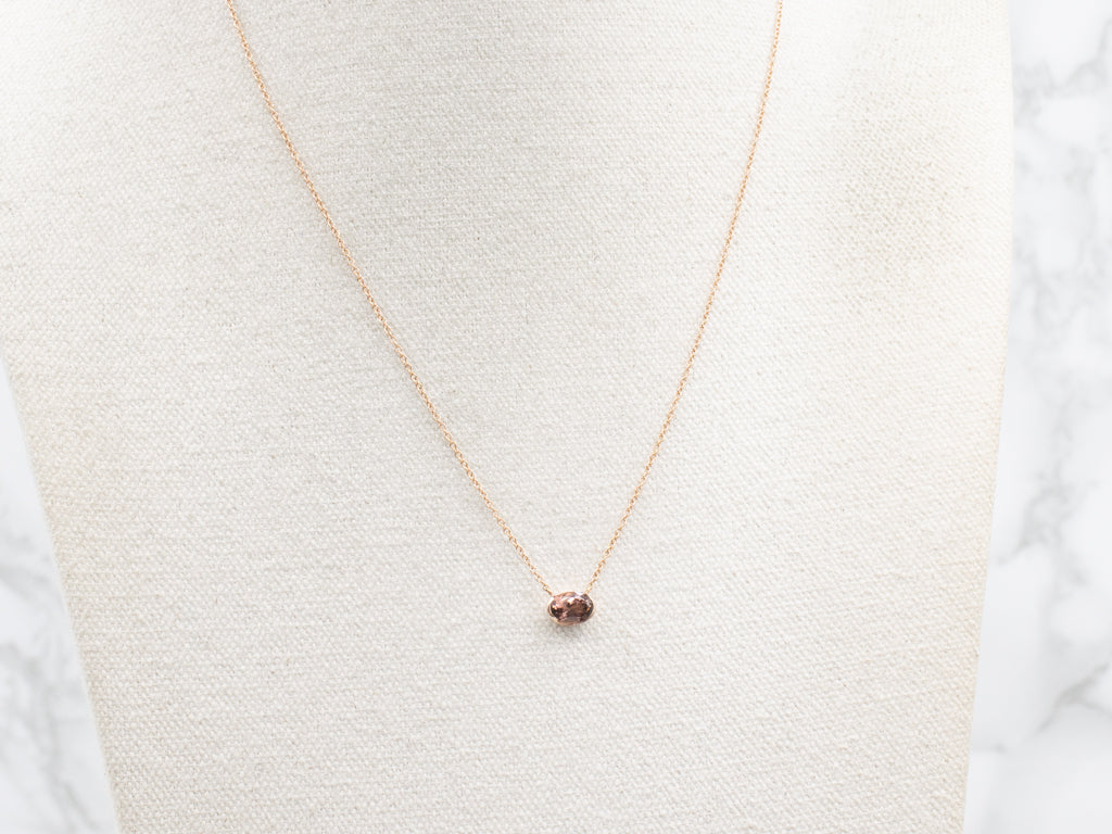 Rosey Tourmaline Rose Gold Pendant Necklace