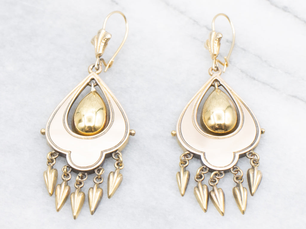 Antique Victorian Gothic Gold Drop Earrings