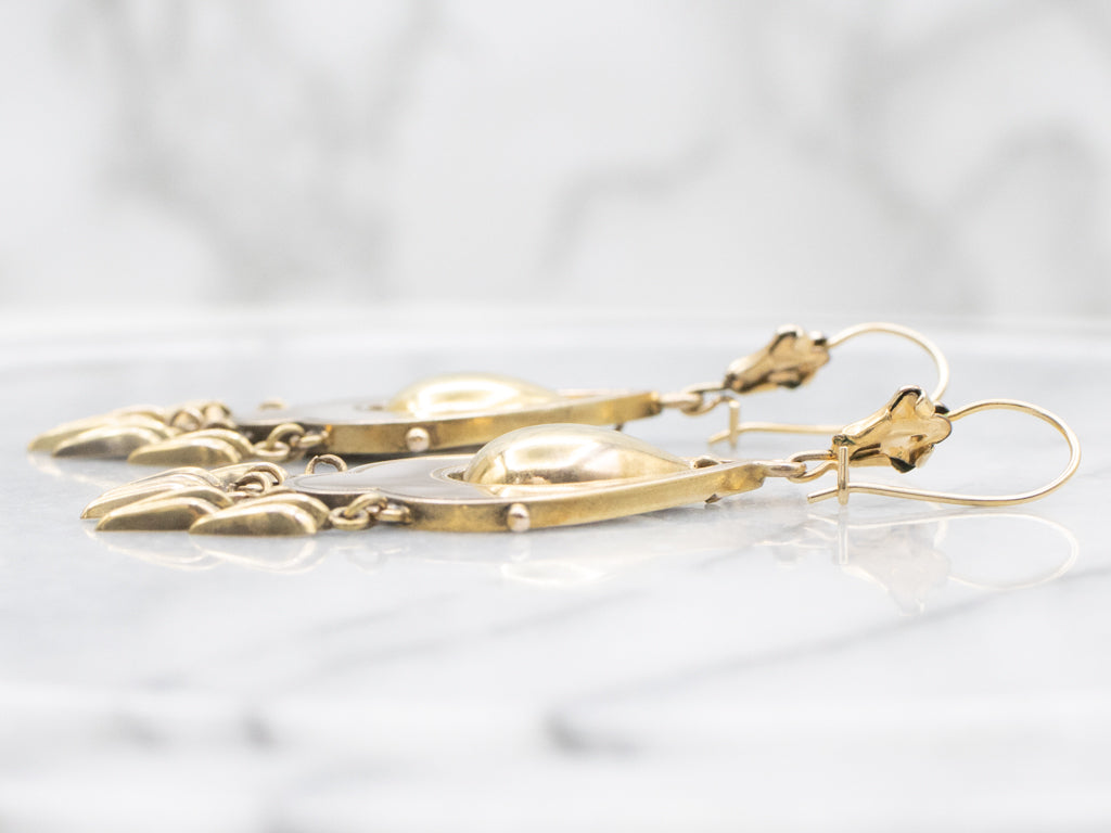 Antique Victorian Gothic Gold Drop Earrings