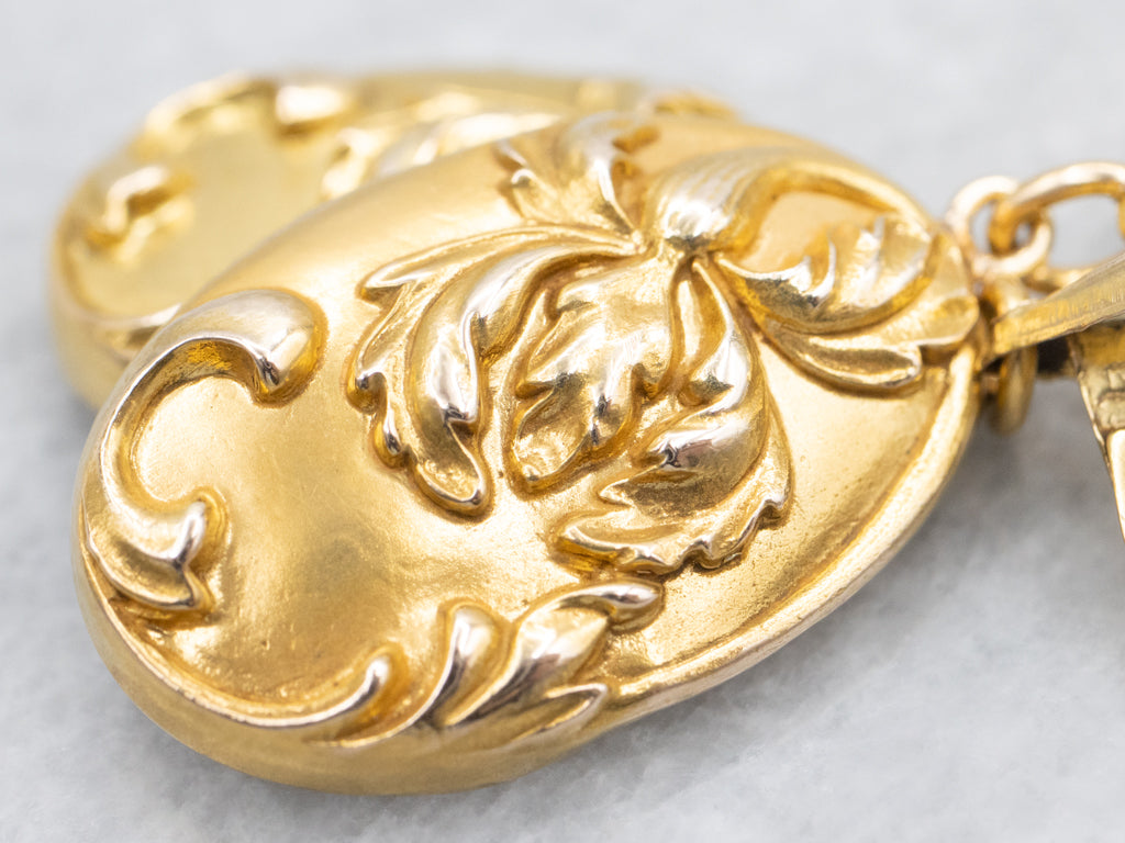 Antique Bloomed Gold Botanical Drop Earrings