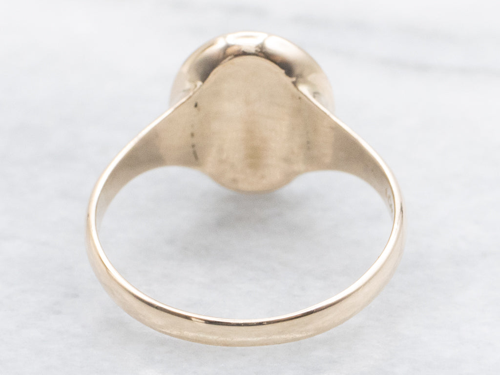 Vintage Gold Bezel-Set Garnet Cabochon Ring