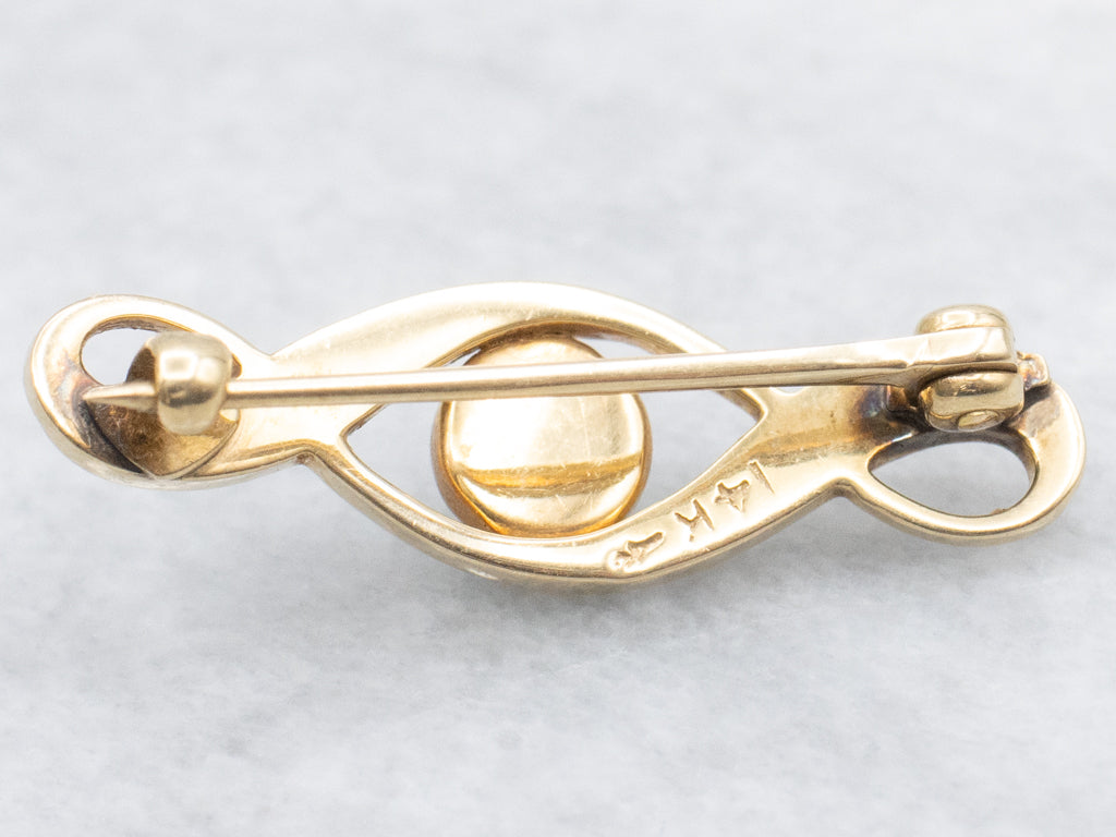 Antique Turquoise and Seed Pearl Gold Lingerie Pin