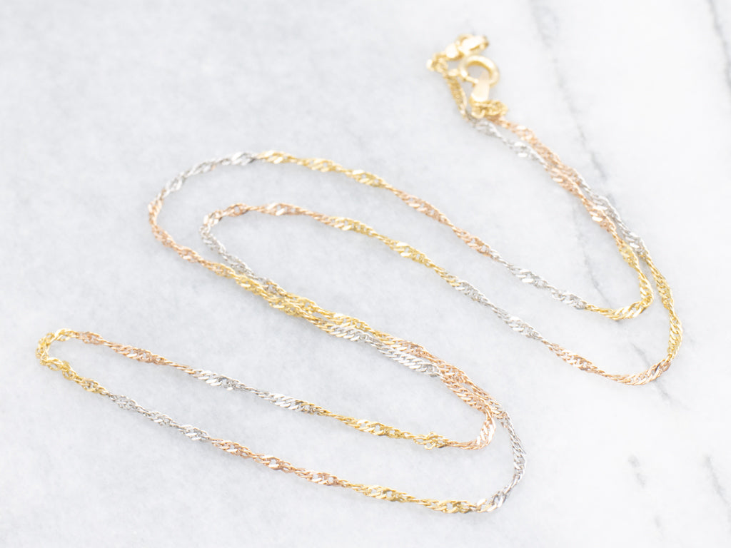 Italian Tri-Color Gold Singapore-Twist Chain