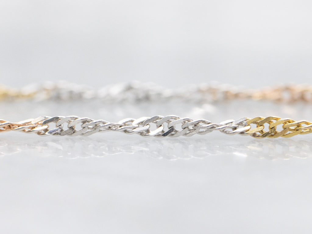 Italian Tri-Color Gold Singapore-Twist Chain