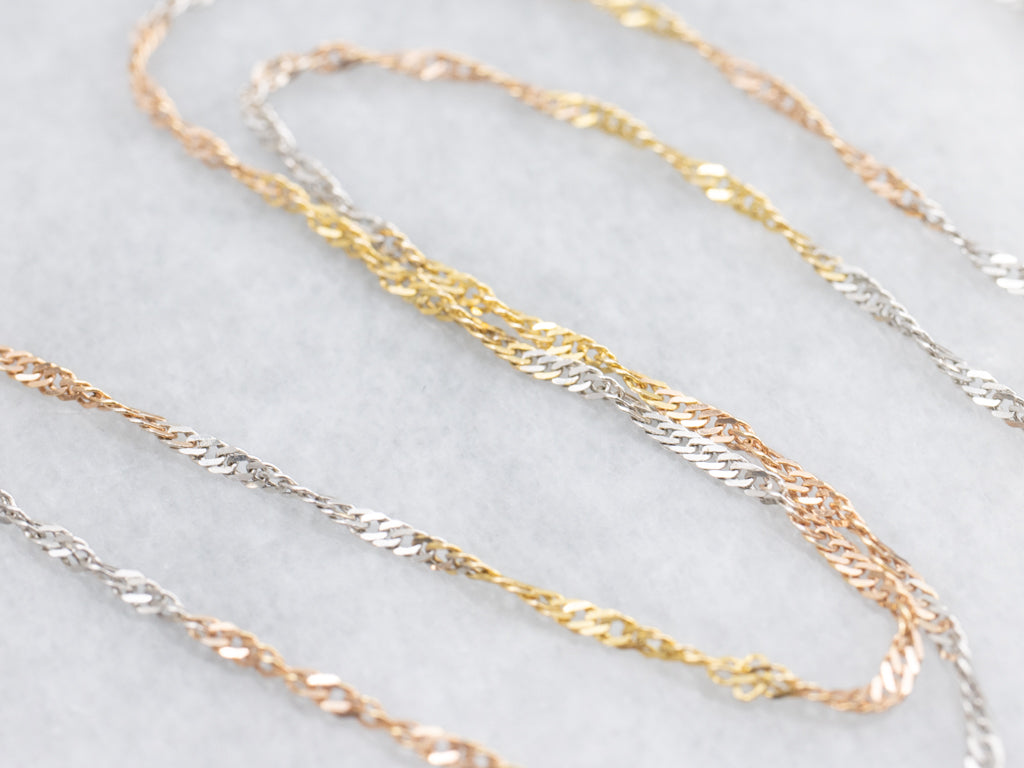 Italian Tri-Color Gold Singapore-Twist Chain