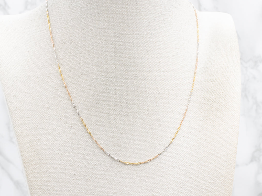 Italian Tri-Color Gold Singapore-Twist Chain