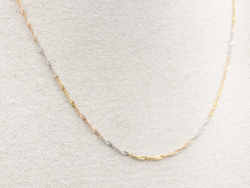 Italian Tri-Color Gold Singapore-Twist Chain