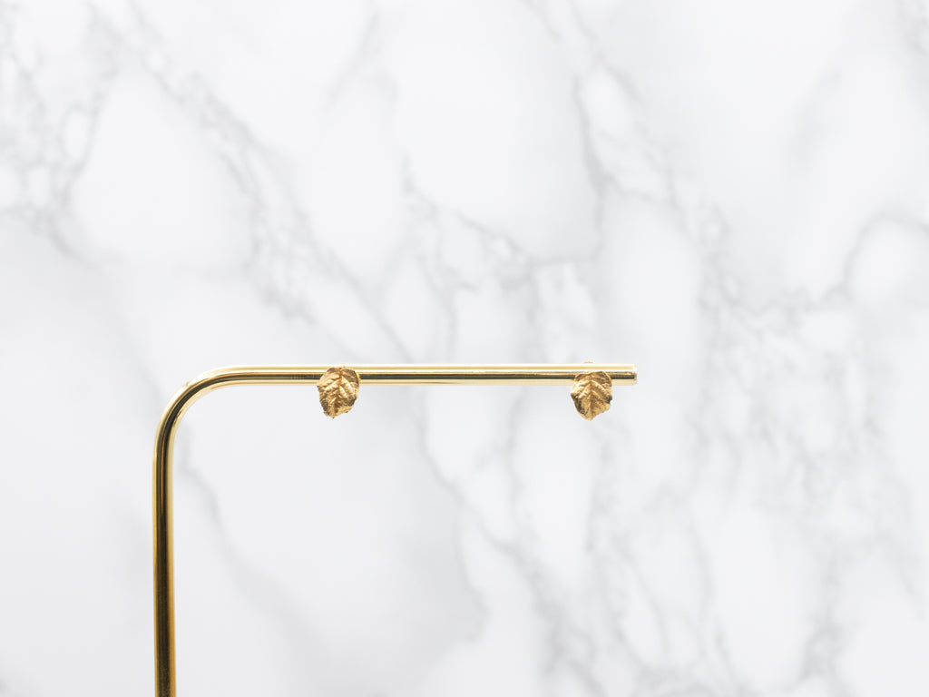 Textured 18-Karat Gold Leaf Stud Earrings
