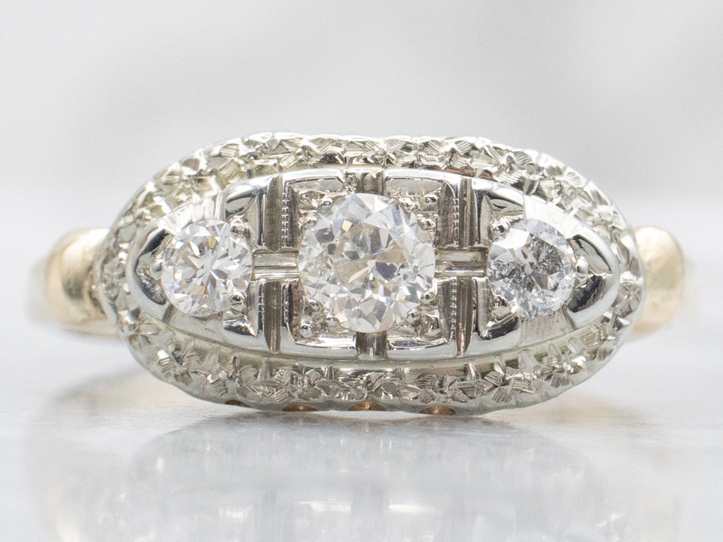 Vintage 1940s Three Stone Diamond Ring