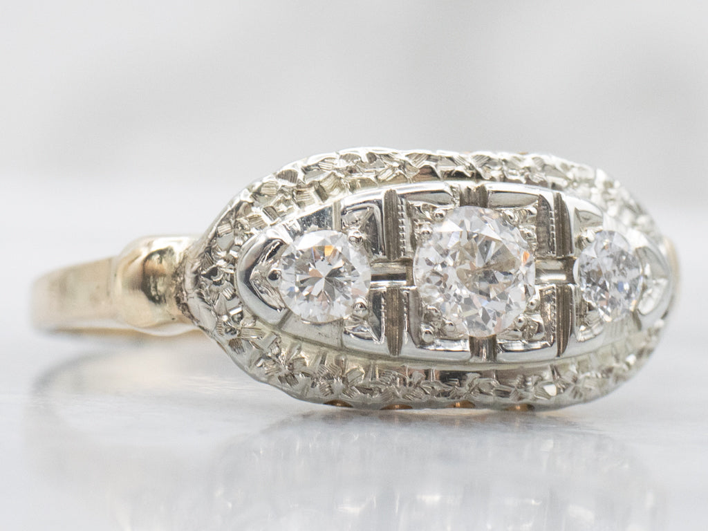 Vintage 1940s Three Stone Diamond Ring