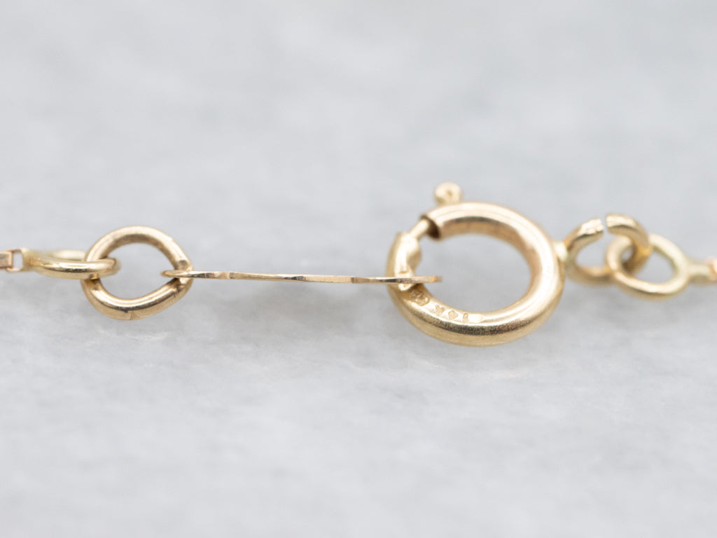 Yellow Gold Freshwater Pearl Station-Link Bracelet