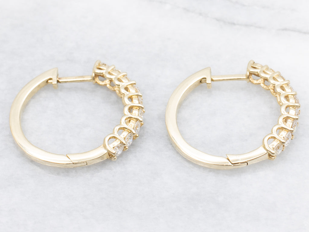 Brilliant Diamond Yellow Gold Hoop Earrings