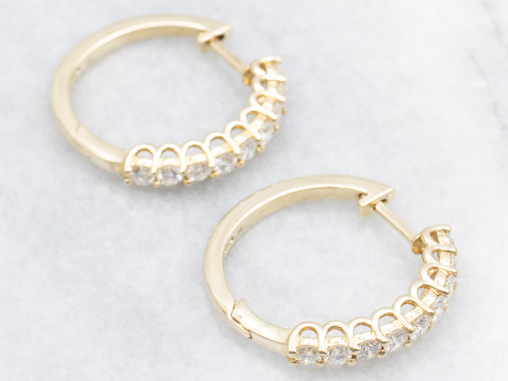 Brilliant Diamond Yellow Gold Hoop Earrings