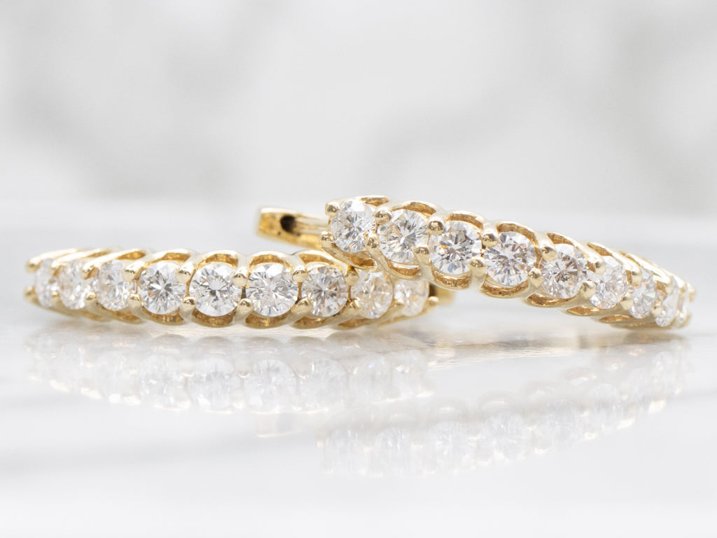 Brilliant Diamond Yellow Gold Hoop Earrings