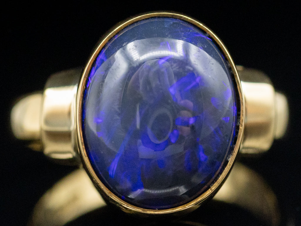 Lightning Ridge Black Opal Gold Solitaire Ring