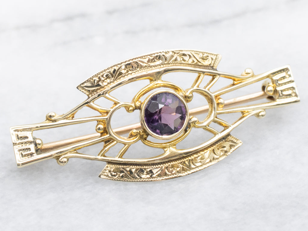 Antique Garnet Doublet and Gold Chas. E. Hancock Co. Brooch