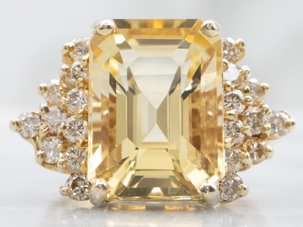 Scapolite and Diamond Yellow Gold Cocktail Ring