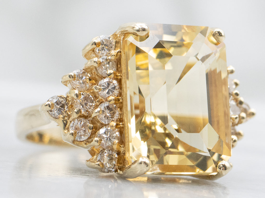Scapolite and Diamond Yellow Gold Cocktail Ring