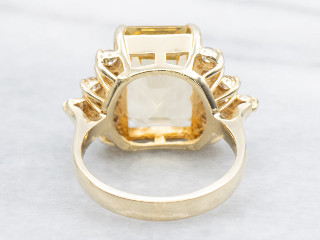 Scapolite and Diamond Yellow Gold Cocktail Ring