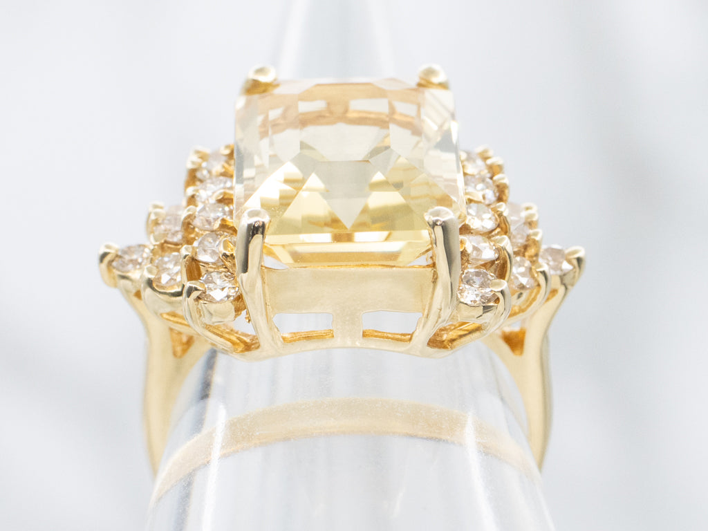 Scapolite and Diamond Yellow Gold Cocktail Ring