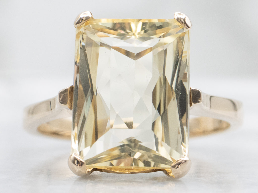 Scapolite Solitaire Yellow Gold Ring