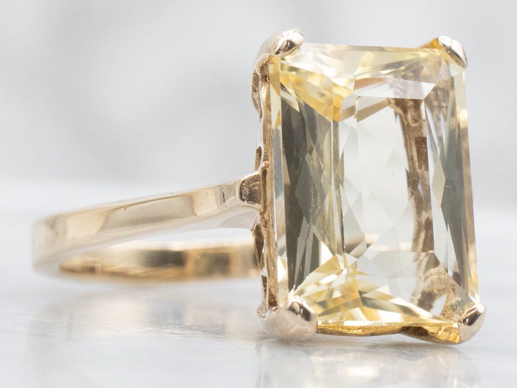 Scapolite Solitaire Yellow Gold Ring