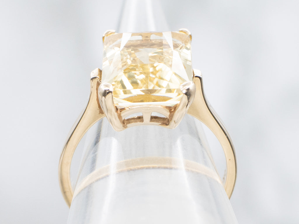 Scapolite Solitaire Yellow Gold Ring