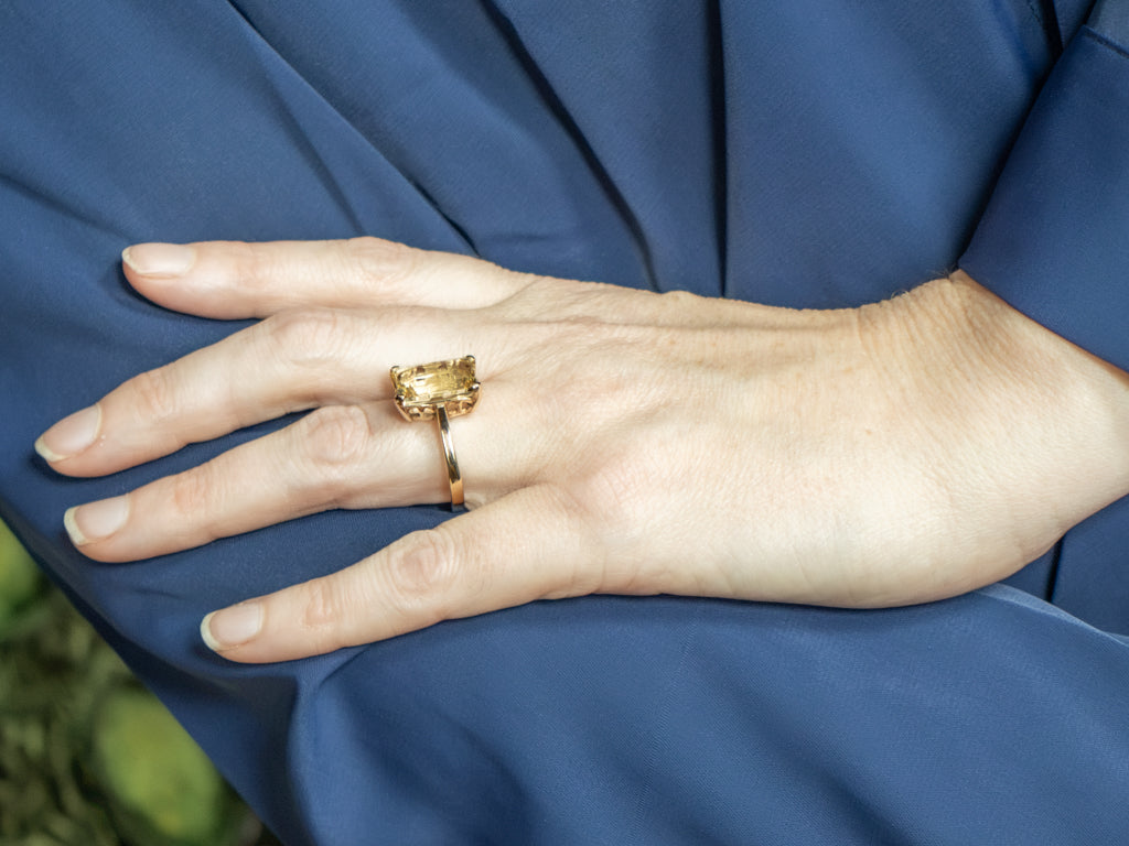 Scapolite Solitaire Yellow Gold Ring