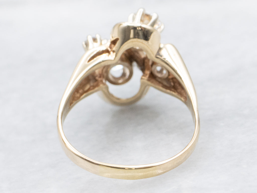Scrolling Gold and Diamond Freeform Statement Ring