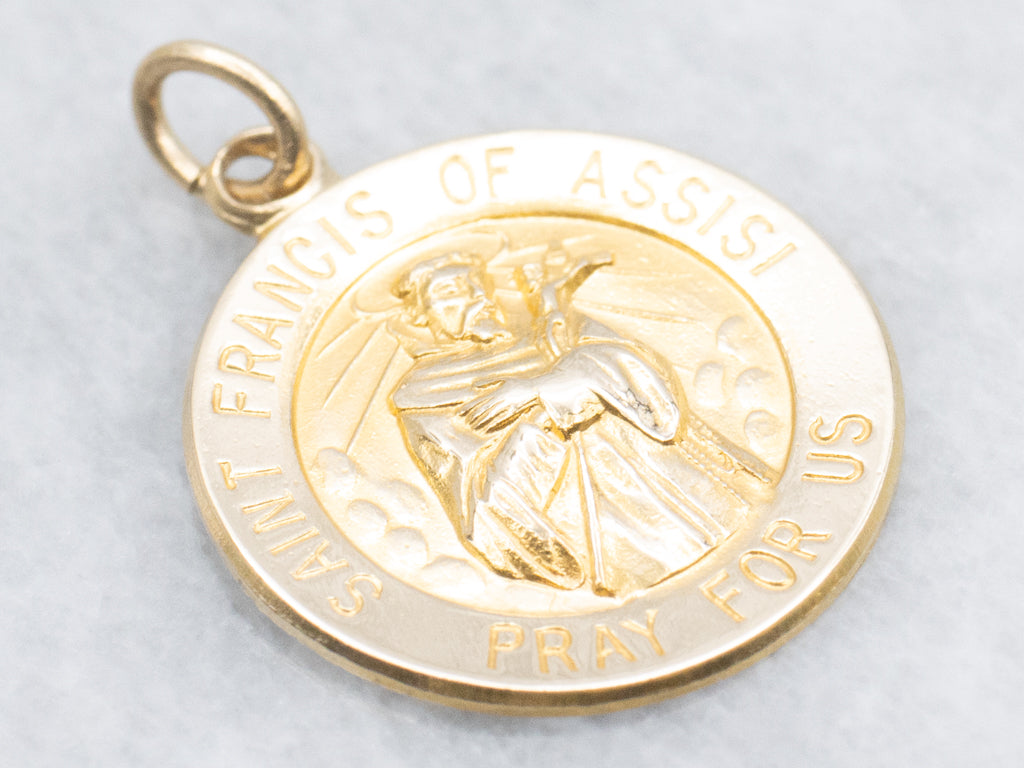Saint Francis of Assisi Gold Religious Medallion