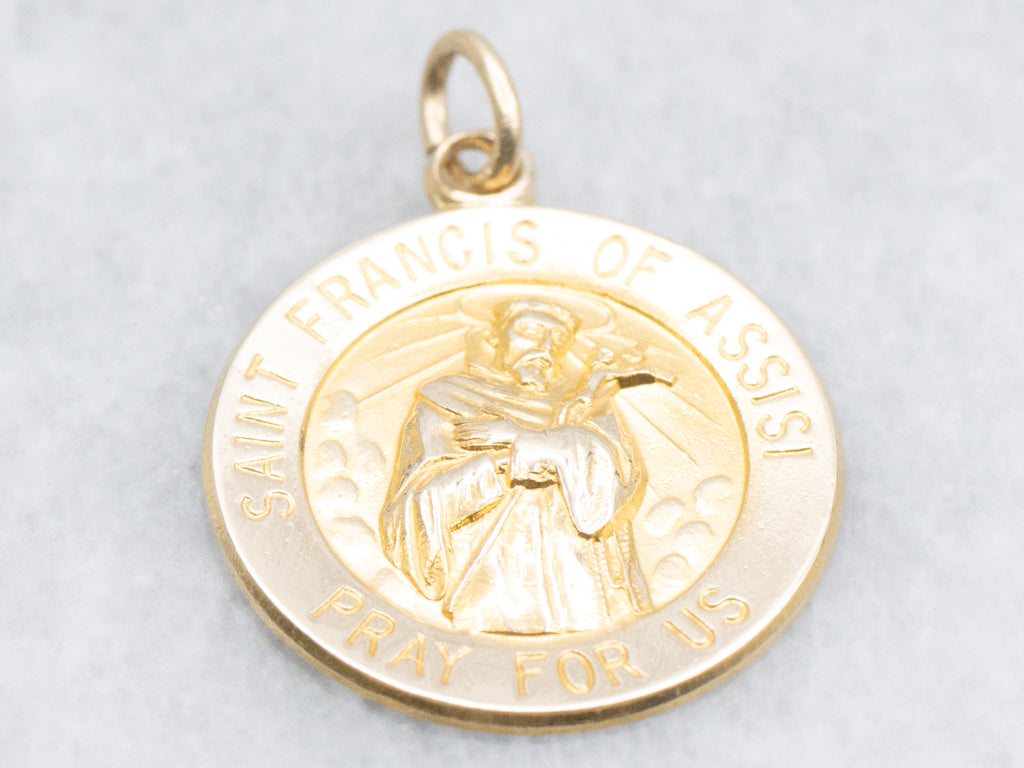 Saint Francis of Assisi Gold Religious Medallion