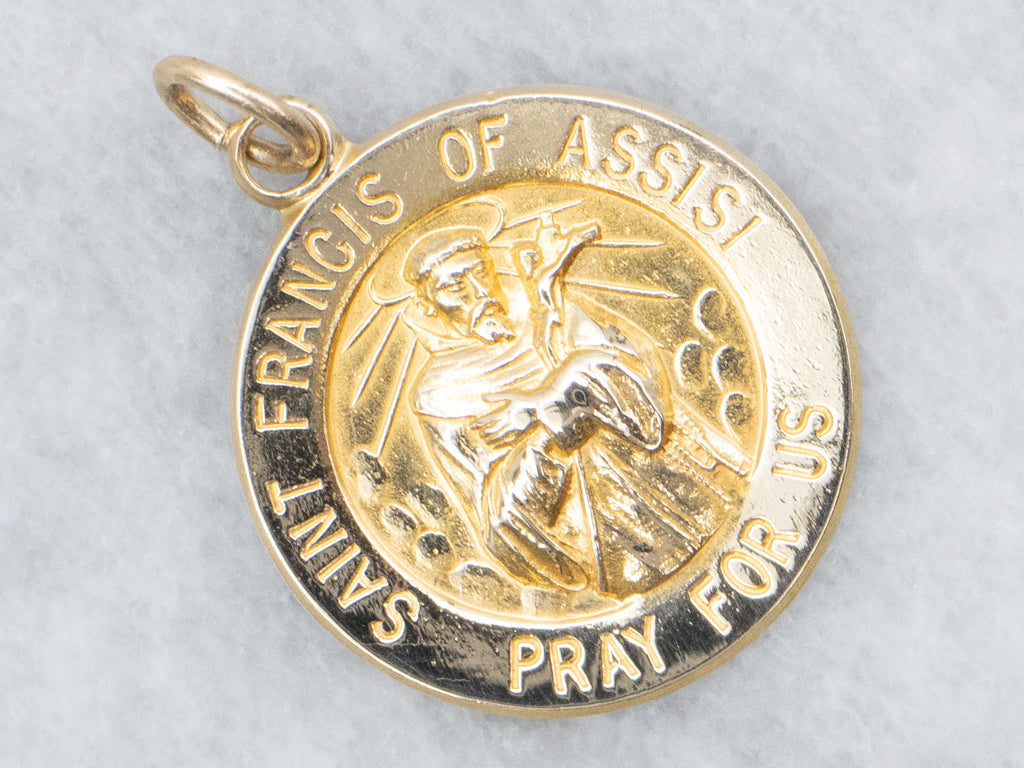Saint Francis of Assisi Gold Religious Medallion