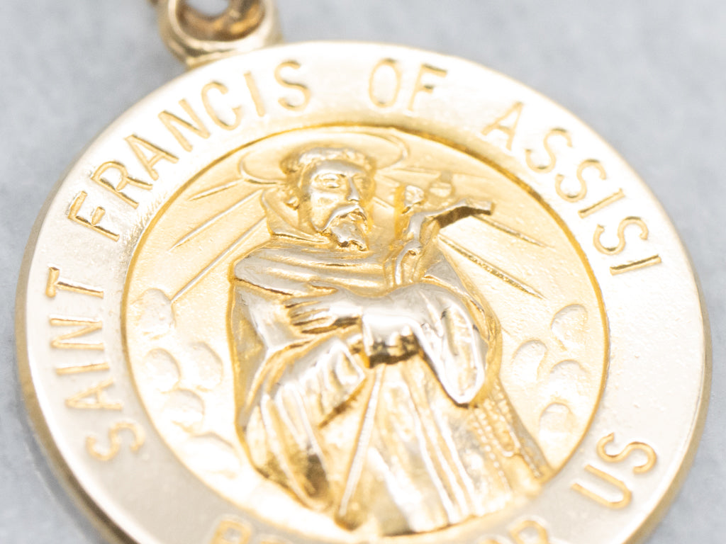 Saint Francis of Assisi Gold Religious Medallion