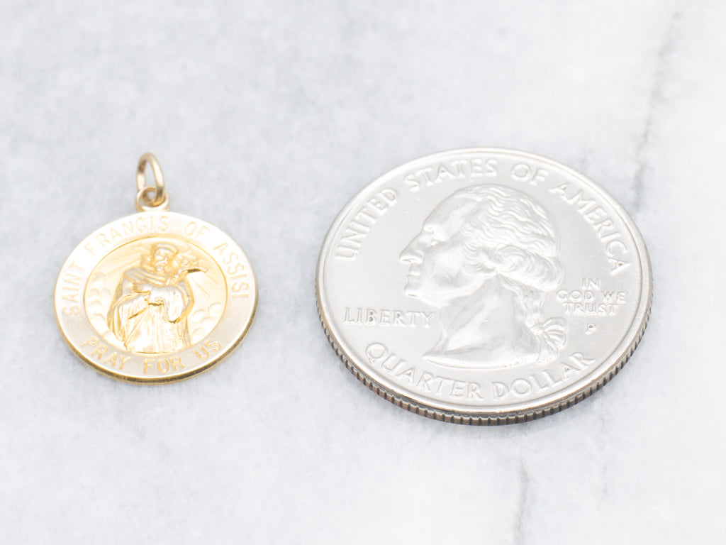Saint Francis of Assisi Gold Religious Medallion