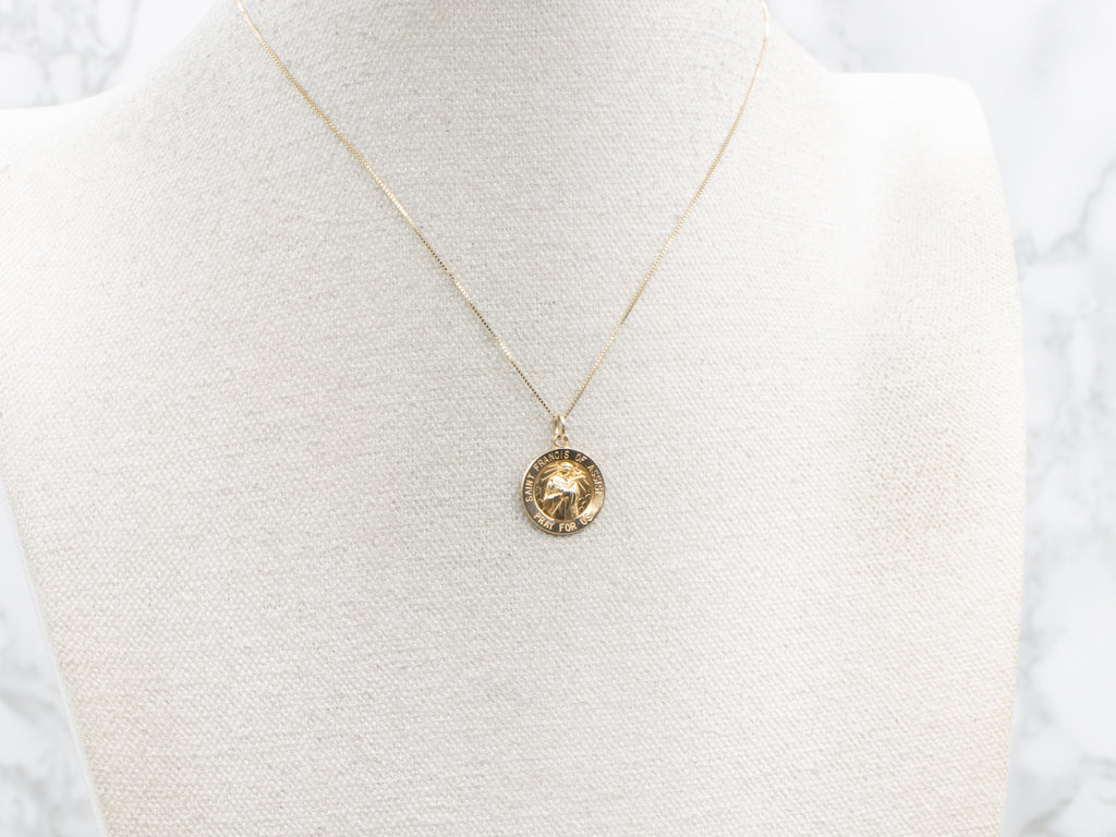 Saint Francis of Assisi Gold Religious Medallion