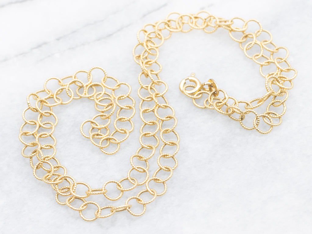 Yellow Gold Circle Link Chain Necklace
