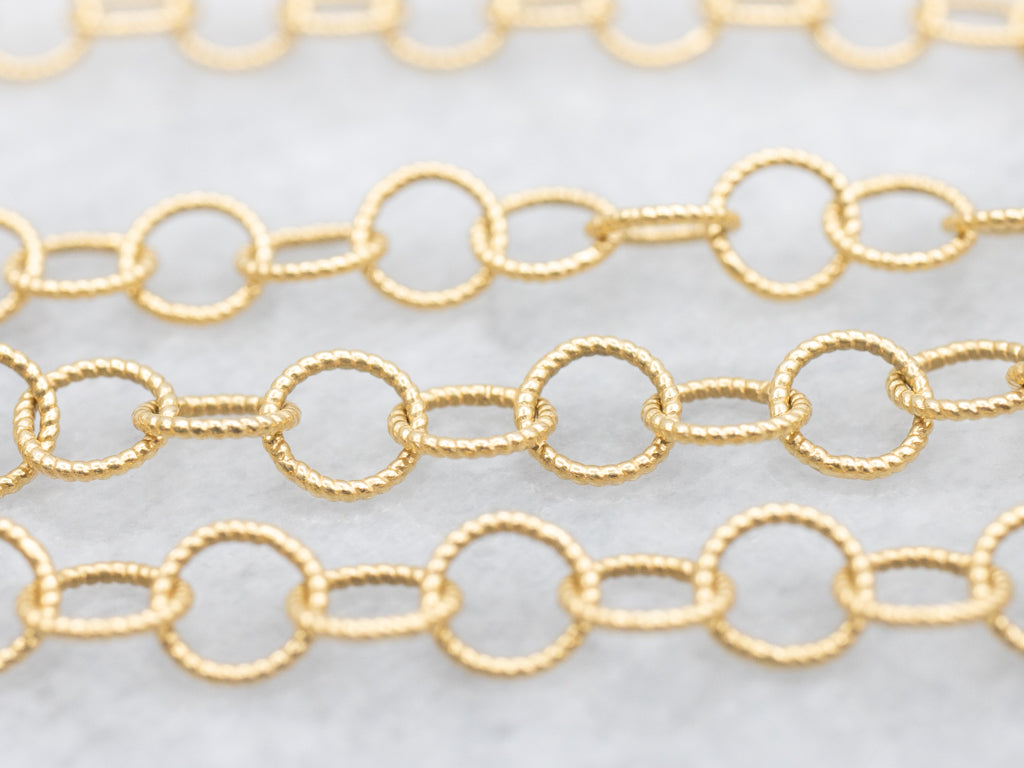 Yellow Gold Circle Link Chain Necklace