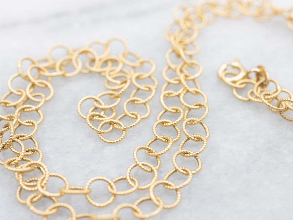 Yellow Gold Circle Link Chain Necklace