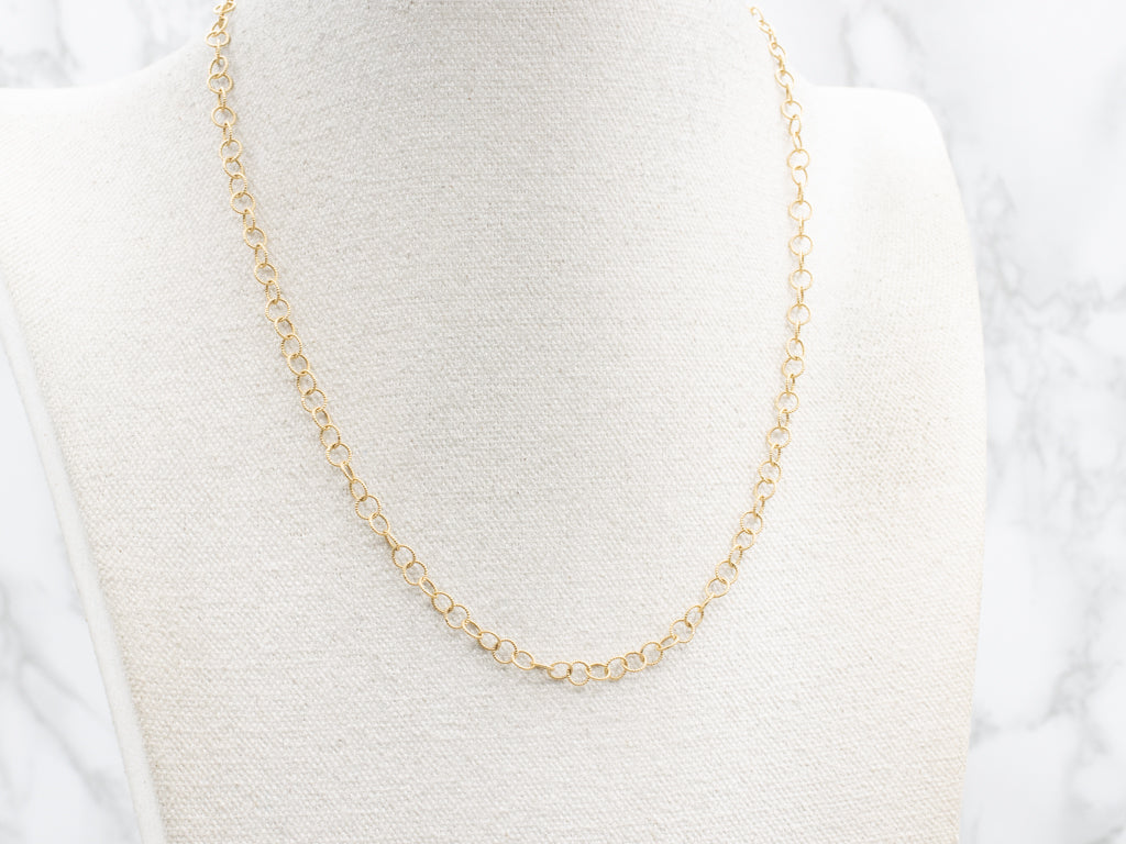Yellow Gold Circle Link Chain Necklace
