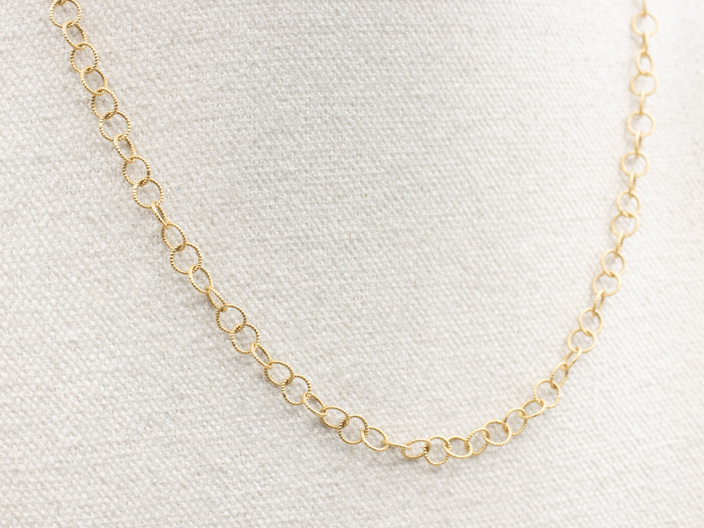 Yellow Gold Circle Link Chain Necklace