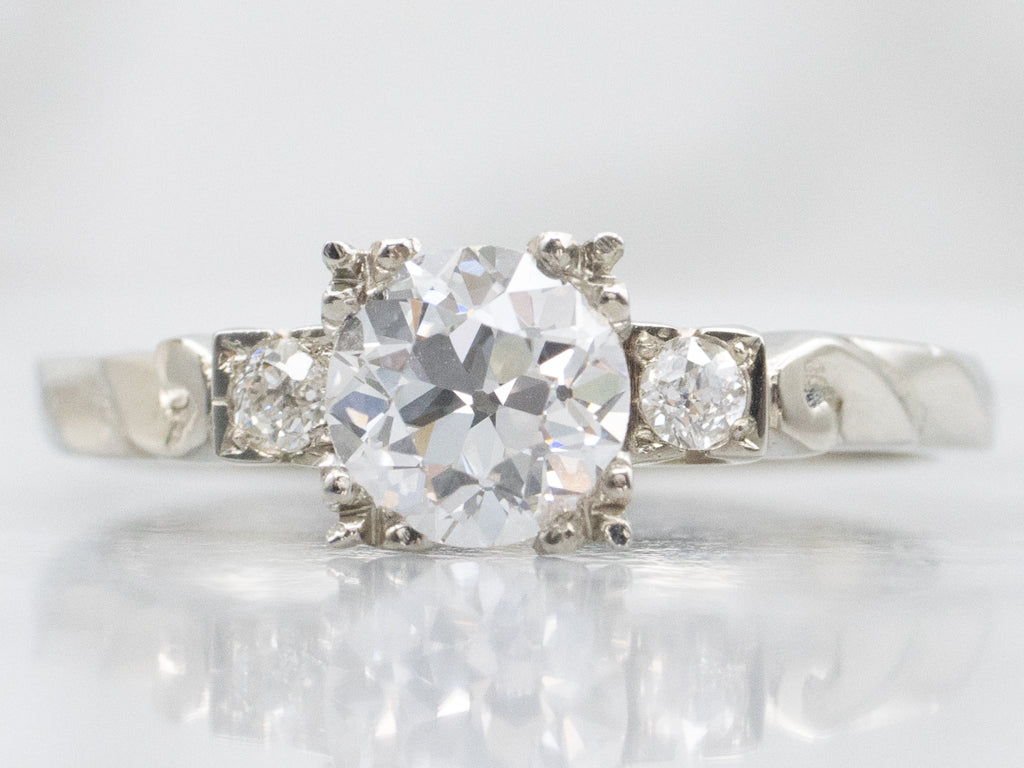 Old European Cut Diamond Three Stone Engagement Ring
