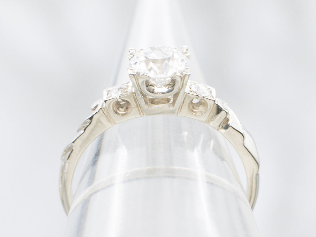 Old European Cut Diamond Three Stone Engagement Ring