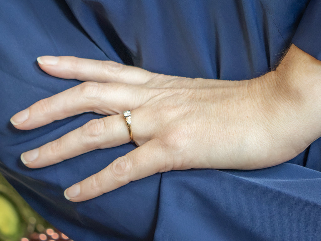 Retro Era Three Stone Diamond Engagement Ring