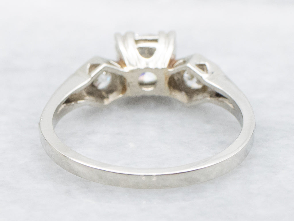Late Art Deco Old European Cut Diamond White Gold Engagement Ring