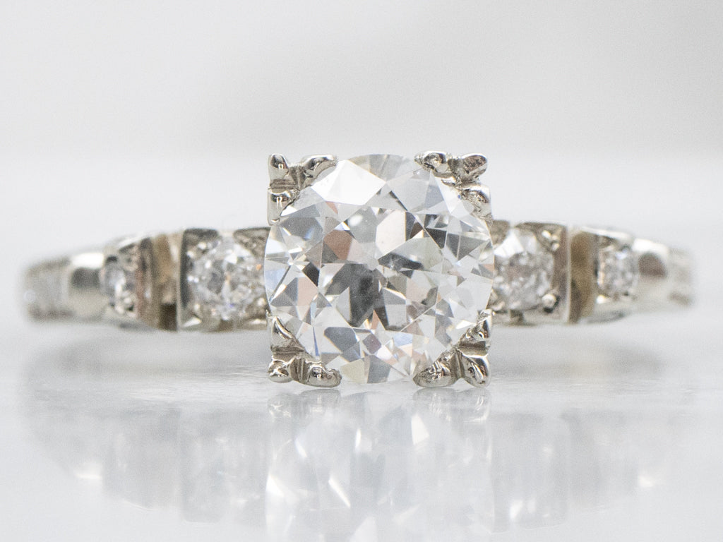 Vintage White Gold and Old European Cut Diamond Engagement Ring