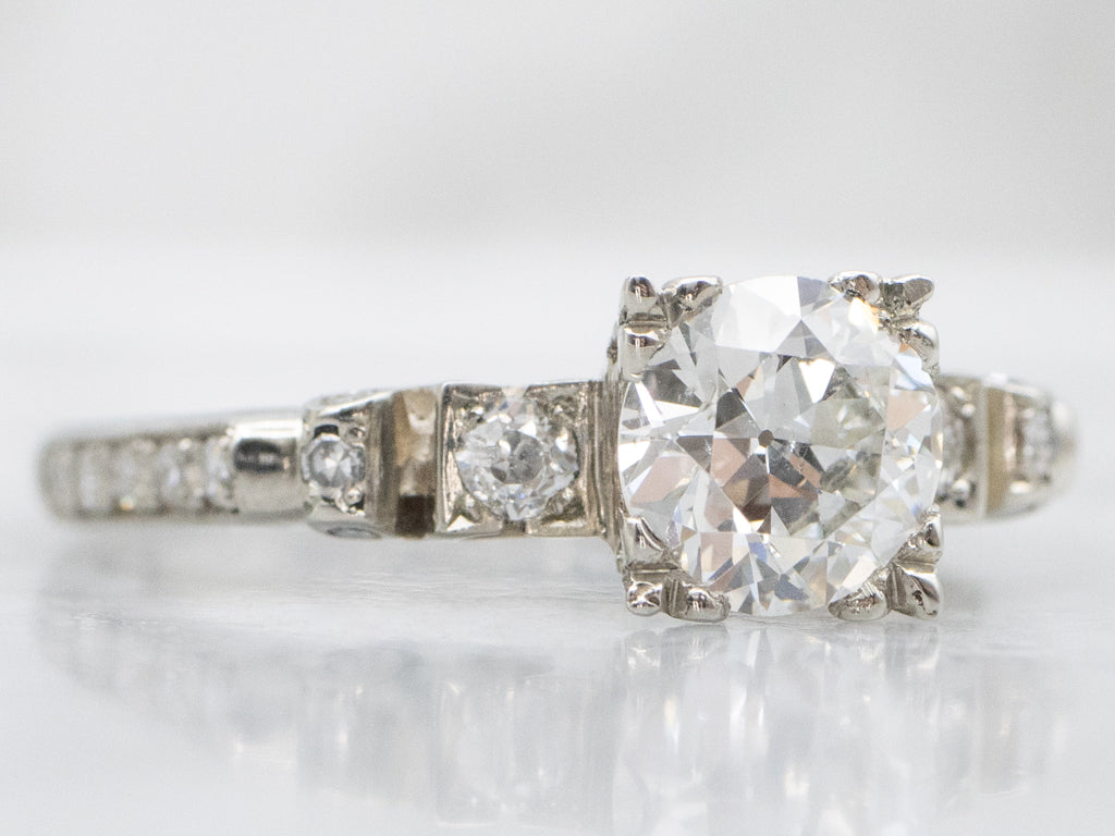 Vintage White Gold and Old European Cut Diamond Engagement Ring
